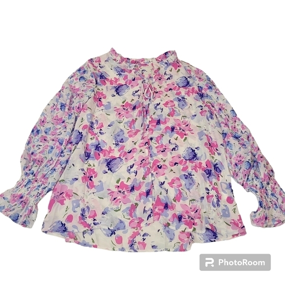 XL Spring Floral Blouse Long Sleeve Easter - Picture 1 of 3